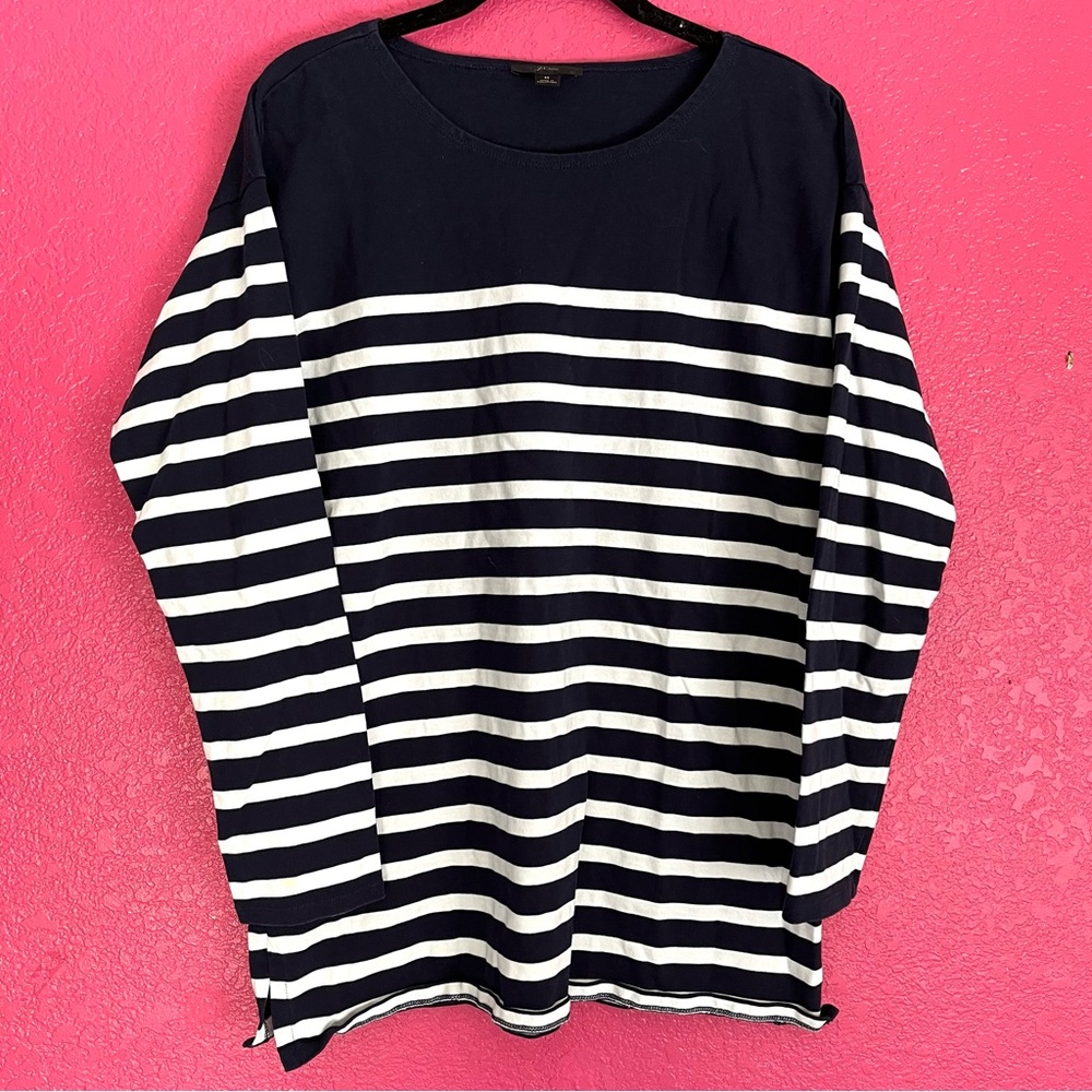 J. Crew Navy Blue White Striped Long Sleeve